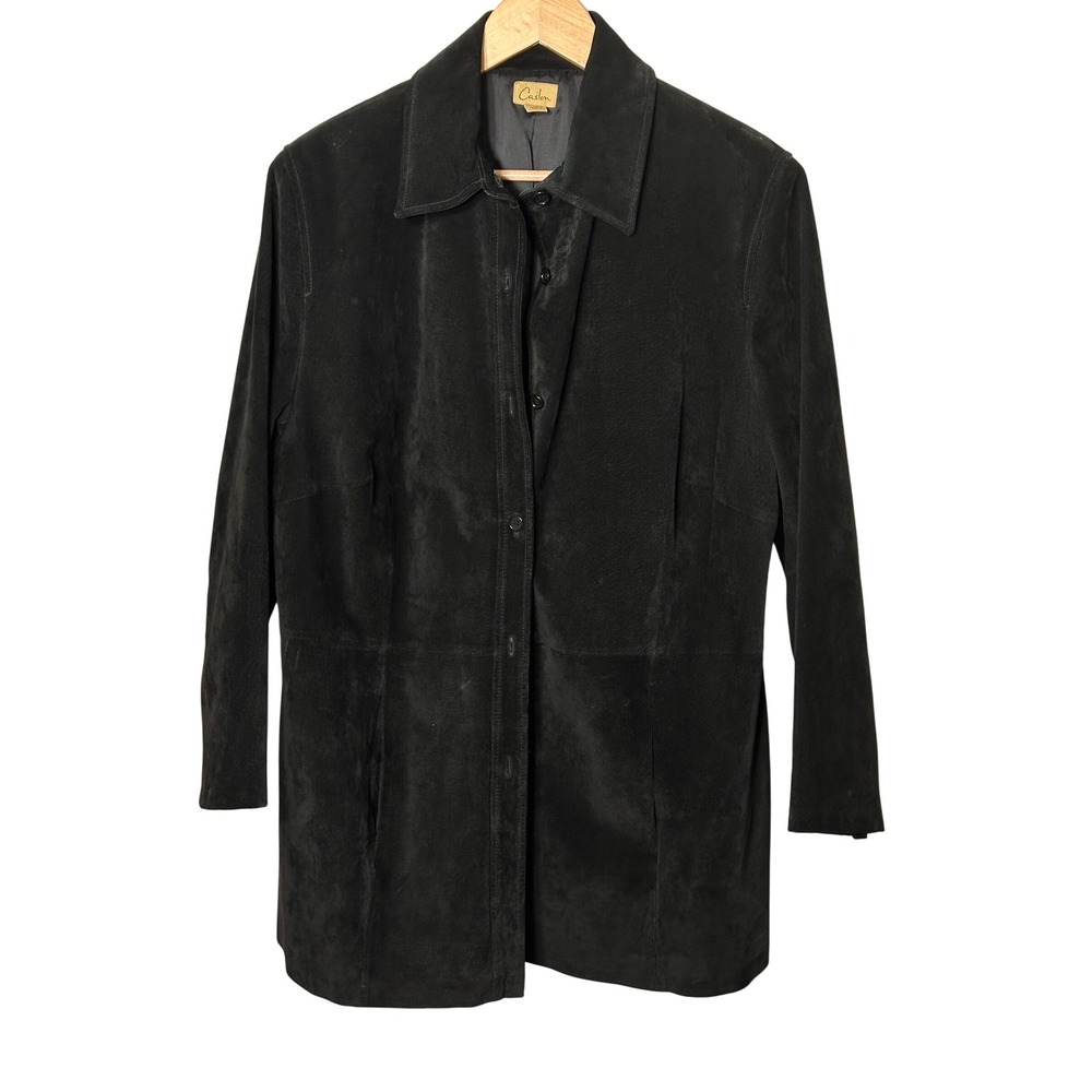 Caslon Womens 1X Black Genuine Suede Leather‎ Jacket Blazer Coat Career Workwear